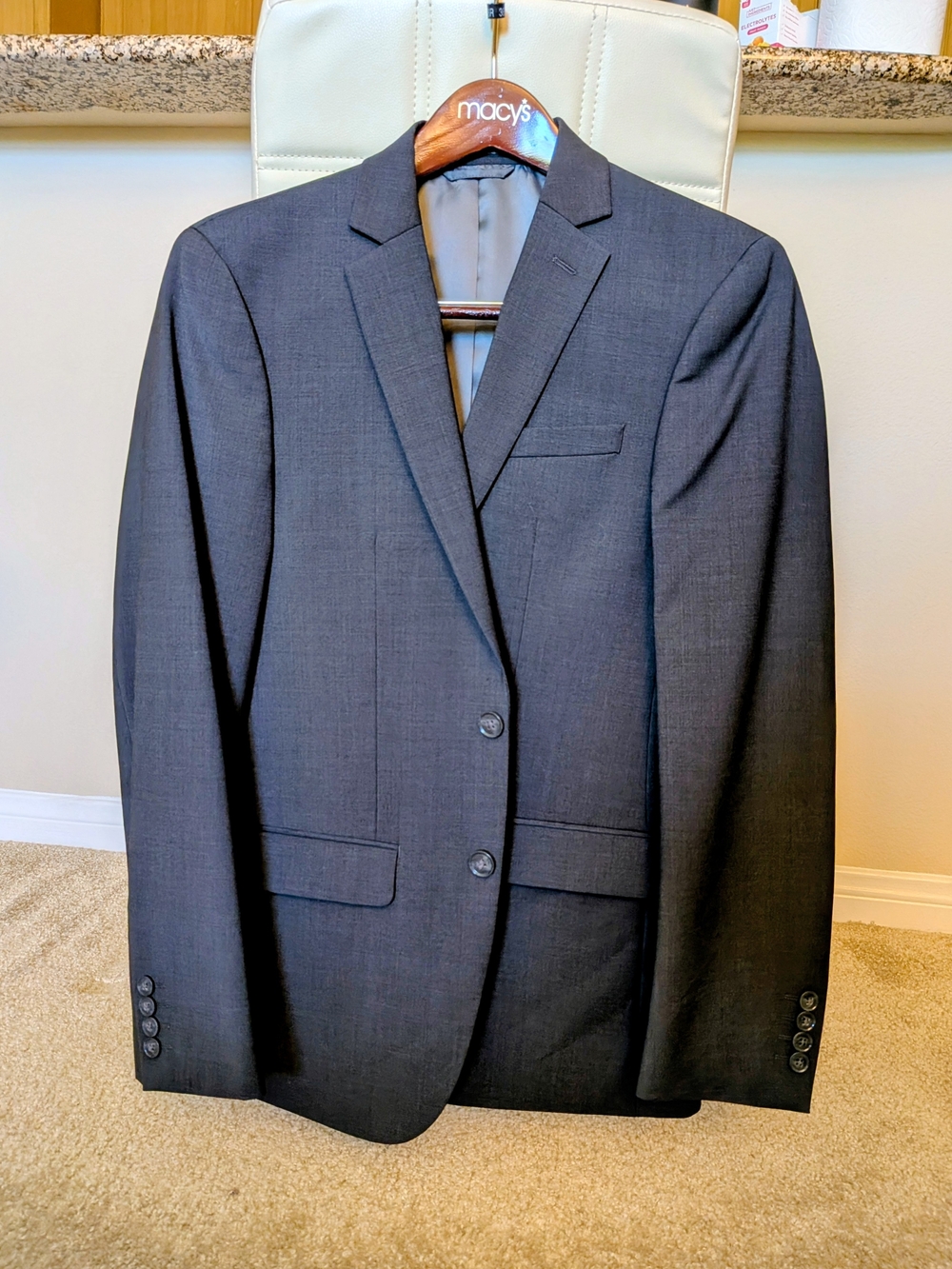 Men's Charcoal Gray Two-Button Blazer